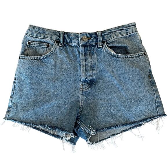 BDG High Rise Cutoff Jean Shorts SIZE 29 Raw Hem Distress Daisy Duke Rigid Denim - Picture 1 of 3
